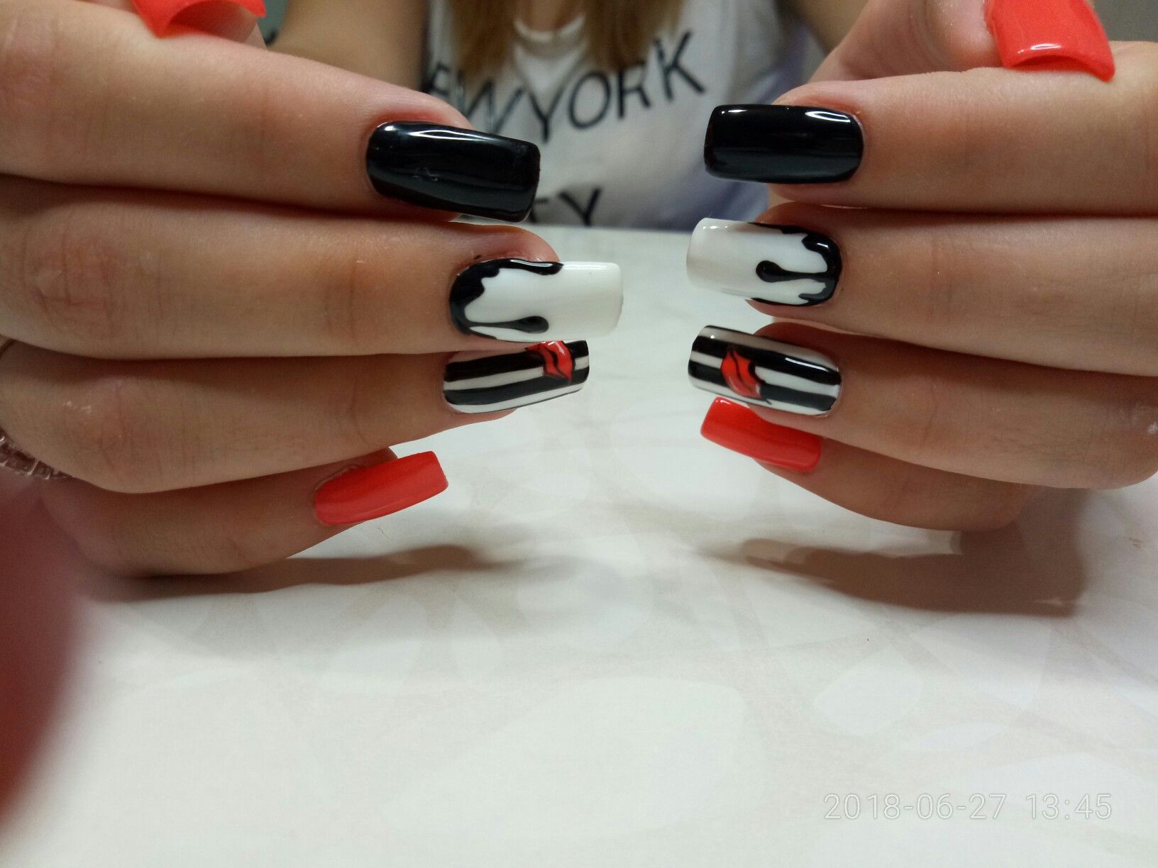 Ногти Дизайн Квадрат Красный С Черным