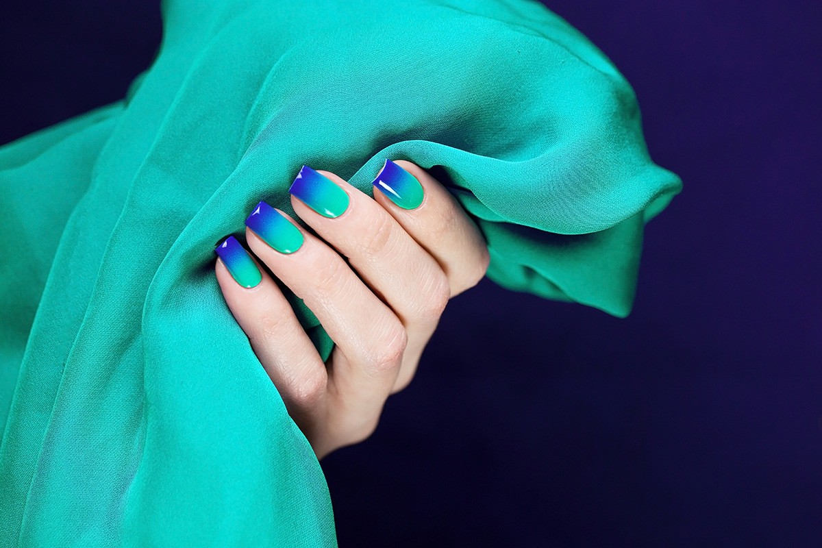Сине Зеленый Дизайн Ногтей