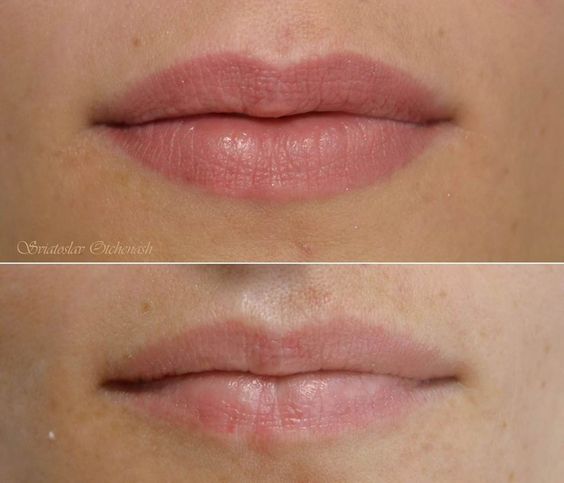 Перманент на тонкие губы фото до и после