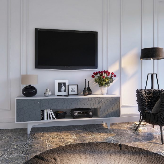 Тумба под телевизор в современном стиле в интерьере