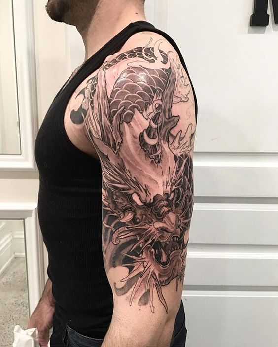 ❽❽❽ Сделать татуировку дракона на спине, лопатке, плече --- эскизы тату  дракона в кельтском и японском стилях