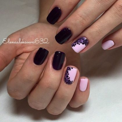 Красивый двухцветный маникюр: 100 вариантов сочетания на фото