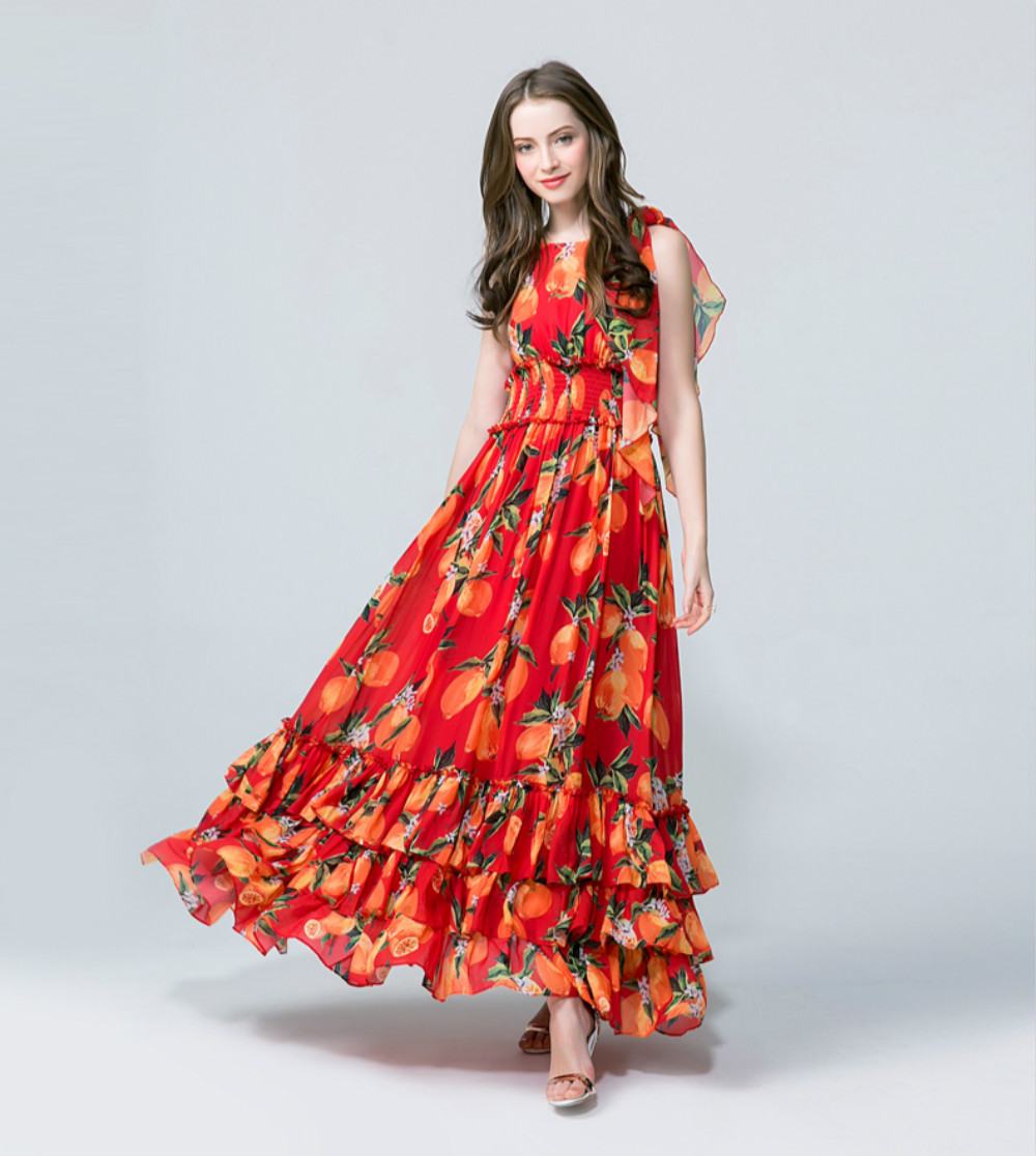 Длинное цветочное платье