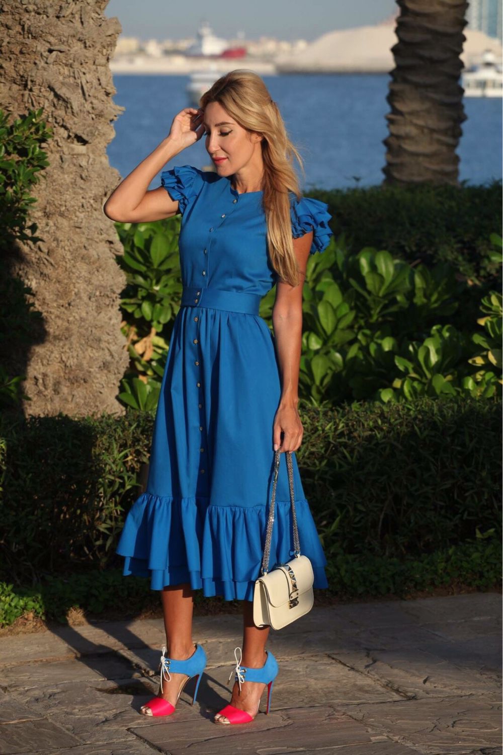 Платье шифоновое синего цвета