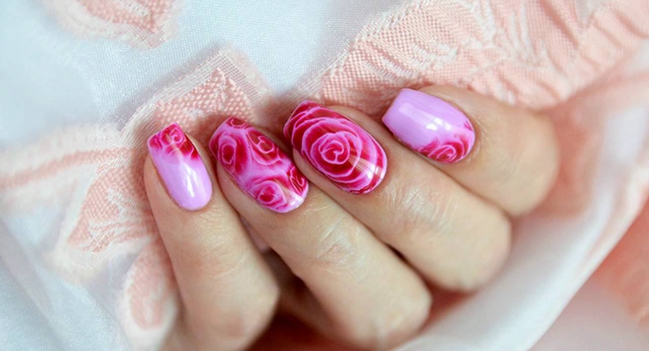 Дизайн ногтей розы