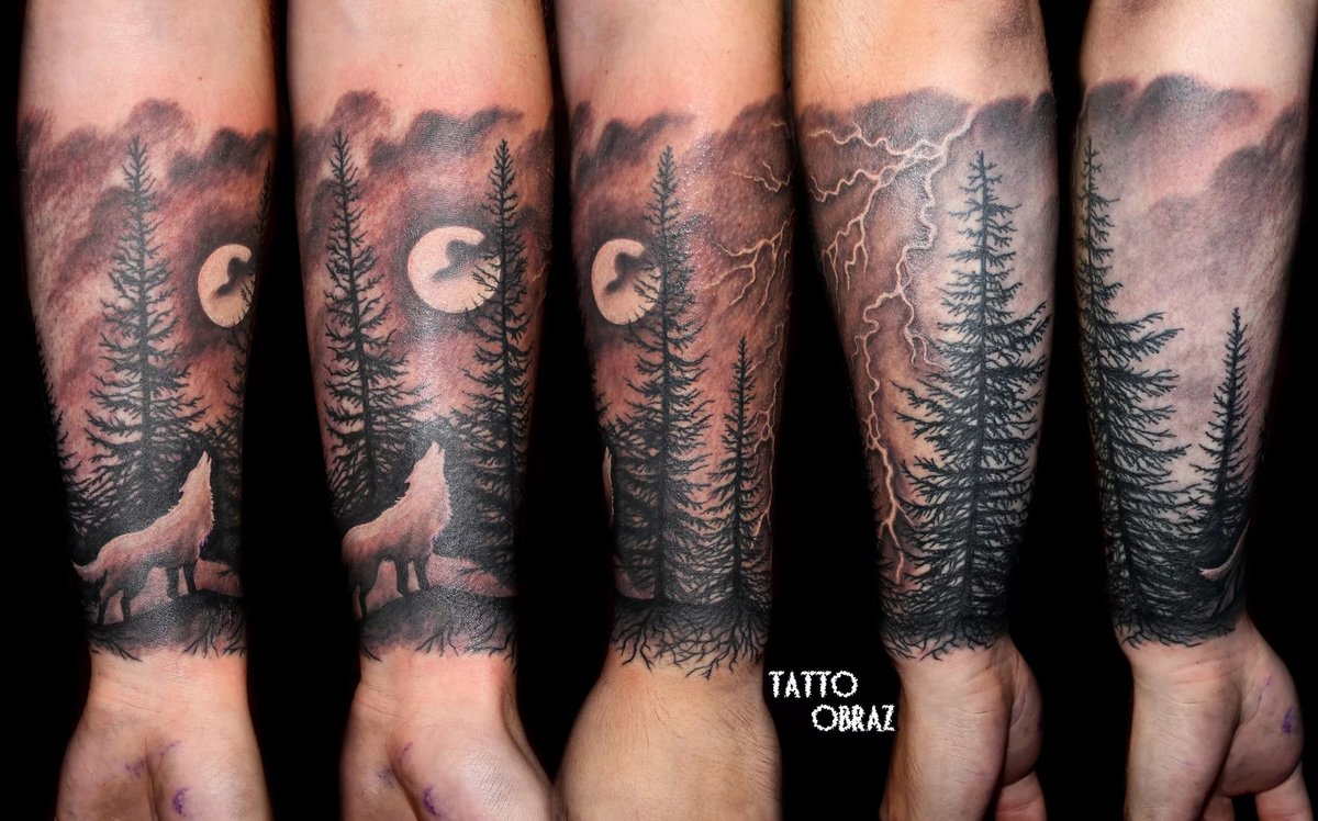 Татуировка лес: эффектные варианты в фотографиях