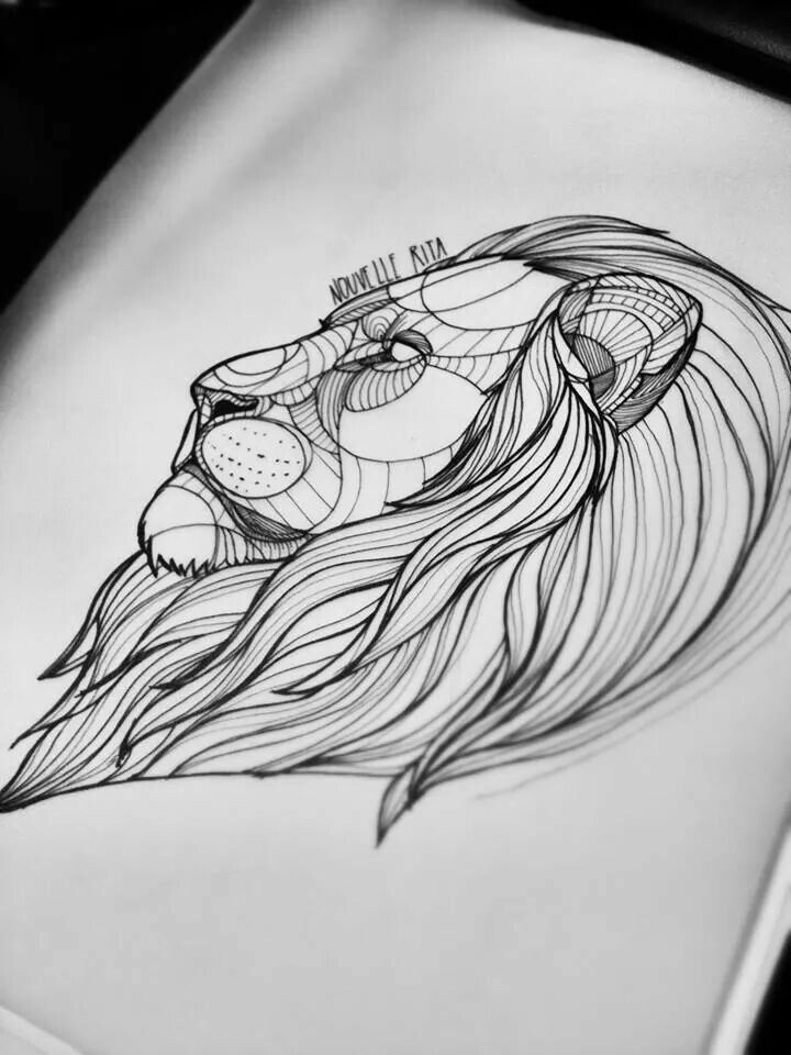 эскиз головы льва для плеча