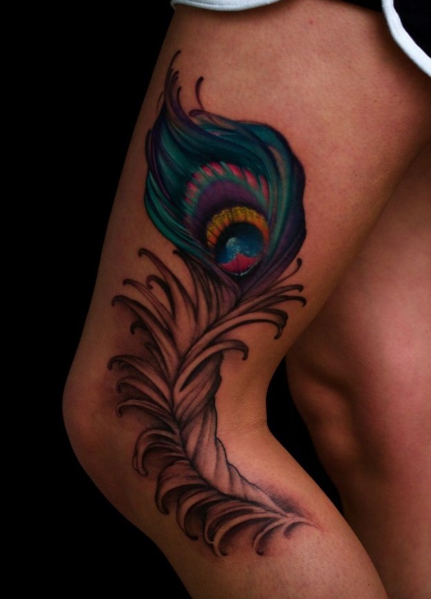 Красочный павлин в искусстве татуировки: роскошные варианты на фото, значение, эскизы