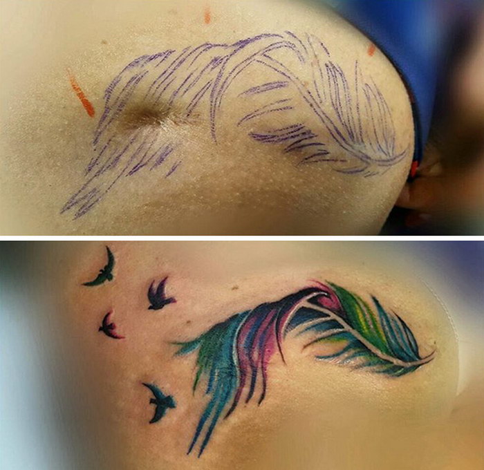 Татуировка на шрам на поясницу