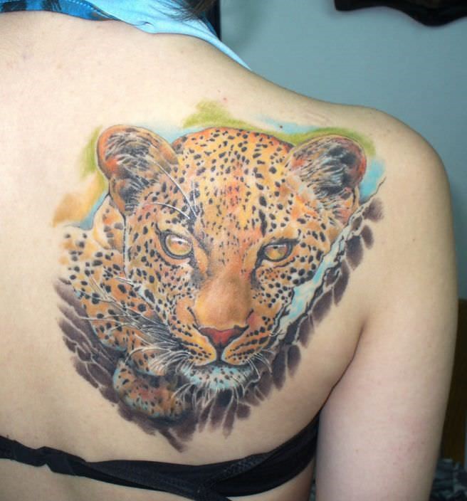 Татуировки леопарда для девушек
