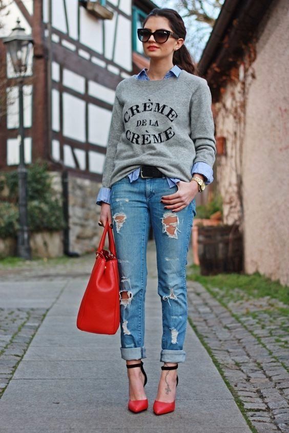 Свитшот с джинсами женский