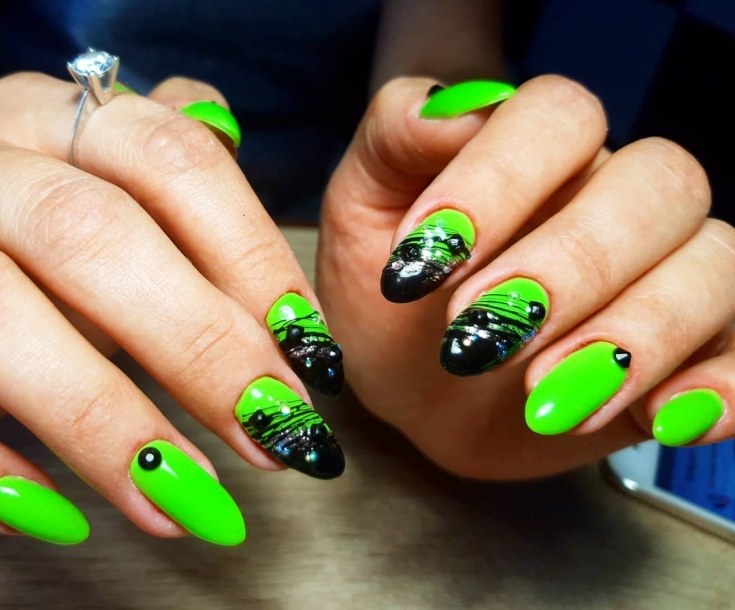 Кислотно Зеленые Ногти Дизайн