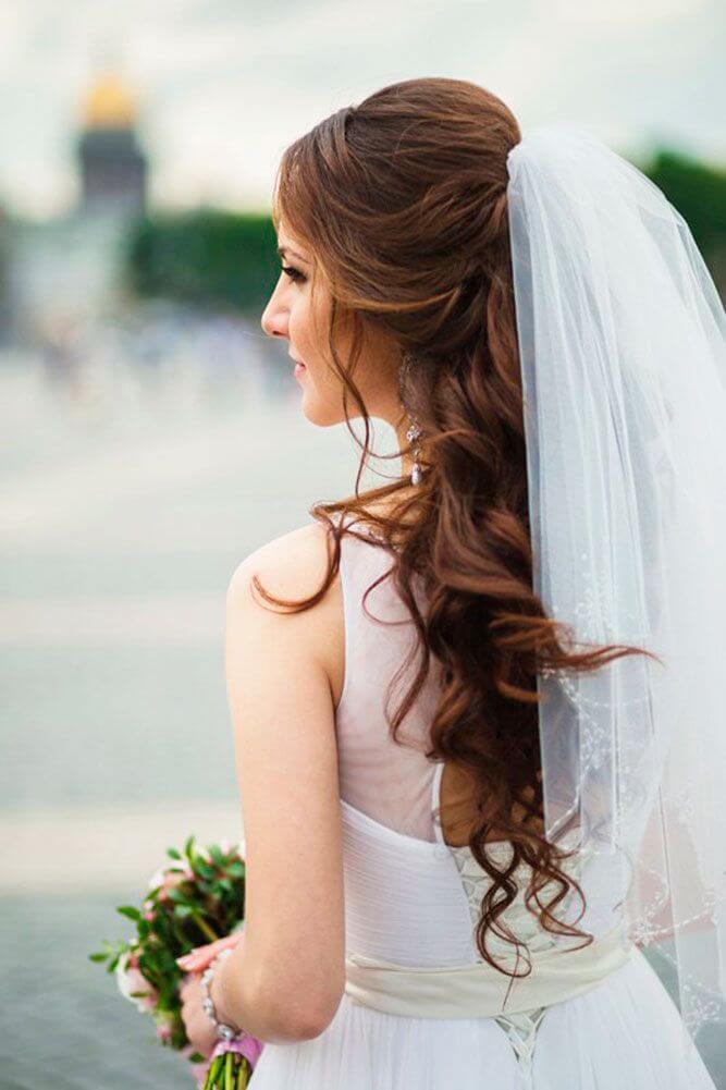 Прическа и макияж невесты с фатой