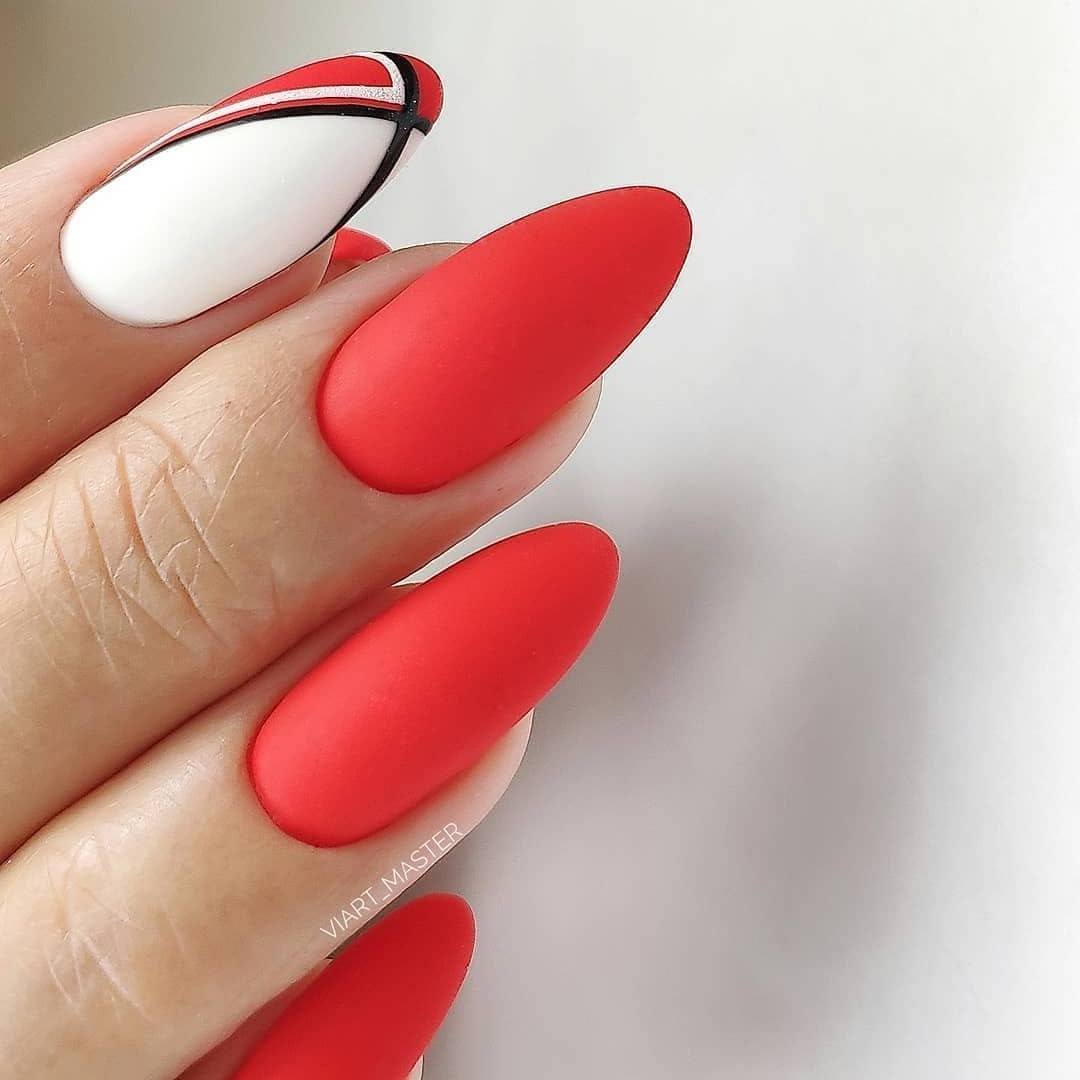 Дизайн Ногтей Красный Миндаль На Длинные Ногти