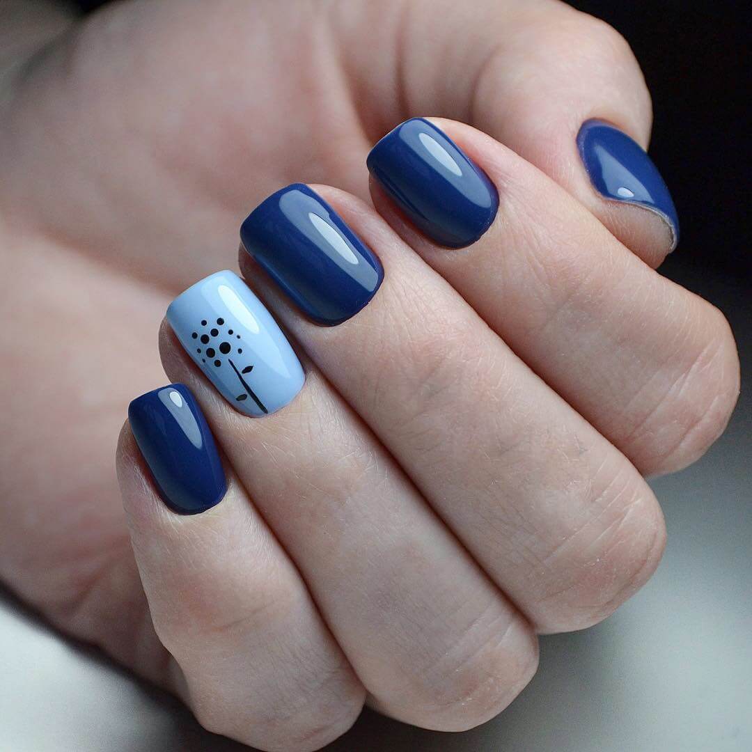 Дизайн ногтей синий короткие ногти