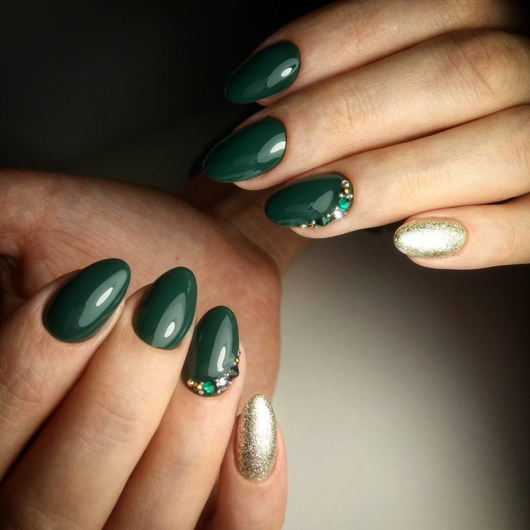 Зеленые Ногти С Блестками Фото