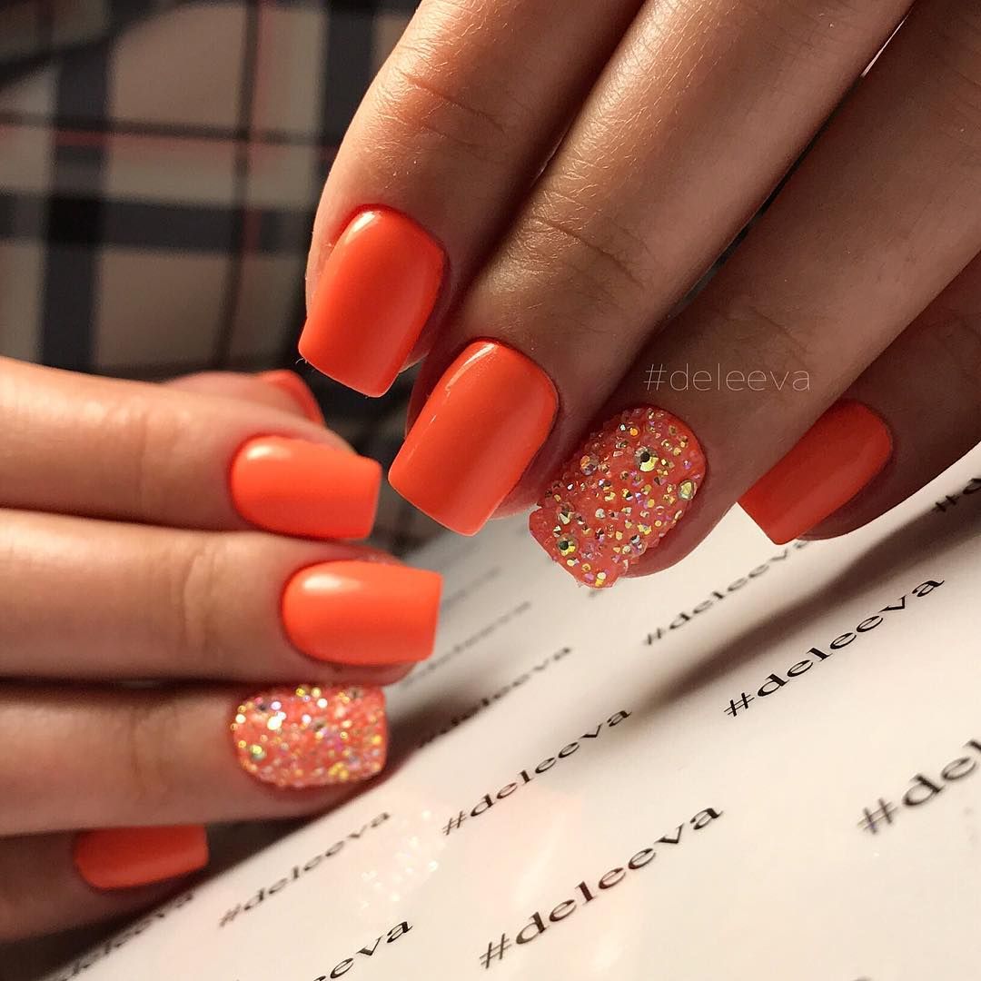Оранжевые Ногти Маникюр Фото