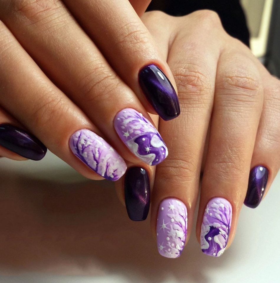 Дизайн фиолетовый дизайн ногтей фото